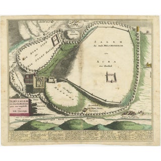 Antique Map of Jerusalem by Weigel after Josephus Writings, 1720s For Sale