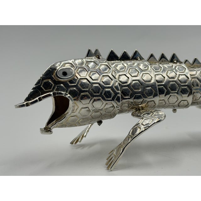 Emilia Castillo Articulated Silver-Plated Brass Lizard Sculpture, Mexico 1980's For Sale - Image 10 of 18