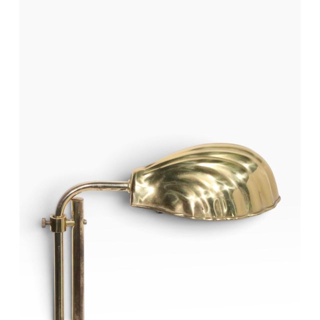 Brass Late 20th Century Adjustable Brass Shell Shade Floor Lamp For Sale - Image 8 of 9