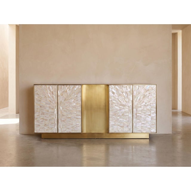 Metal Arcana Horn and Brass Sunburst Sideboard For Sale - Image 7 of 9