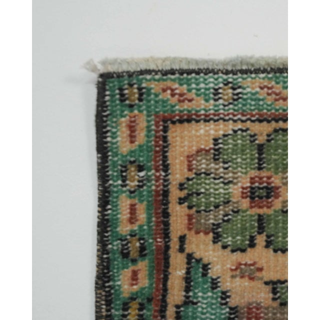 Green 1970s Vintage Handmade Wool Cotton Green Area Rug For Sale - Image 8 of 12