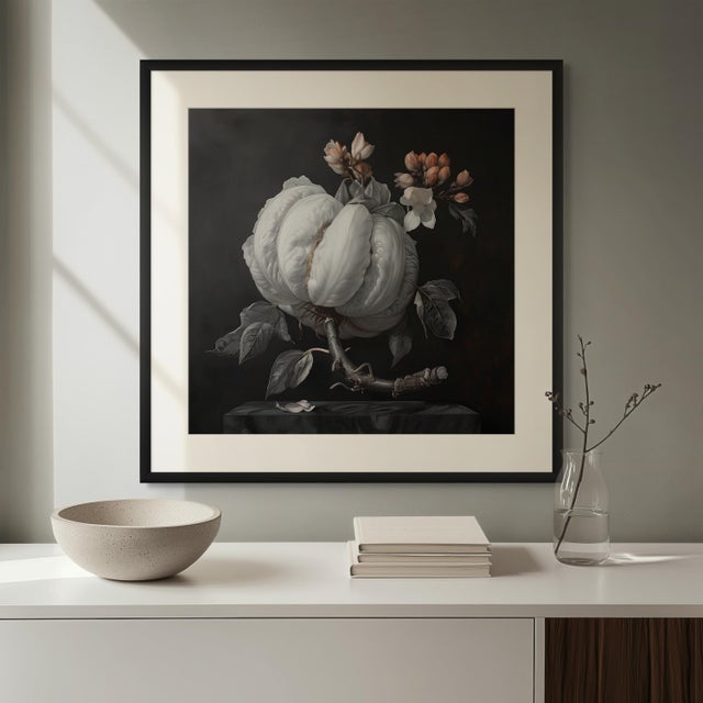 Black Set of 4 - Art Wall Installation 40" X 40" - 'Blossoming Flowers' - Limited Edition Botanical Photograph Prints For Sale - Image 8 of 12