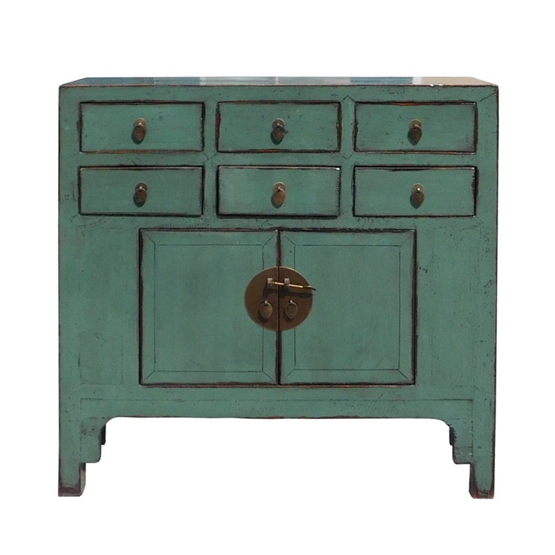 Gray Blue Lacquer 6Drawer Credenza Chairish
