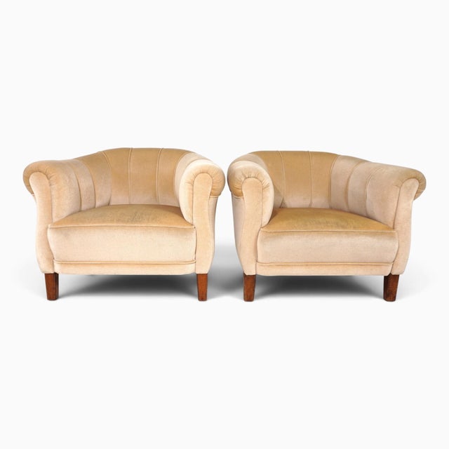 Art Deco Club Chairs with Champagne-Colored Mohair, 1930, Set of 2 For Sale - Image 13 of 18