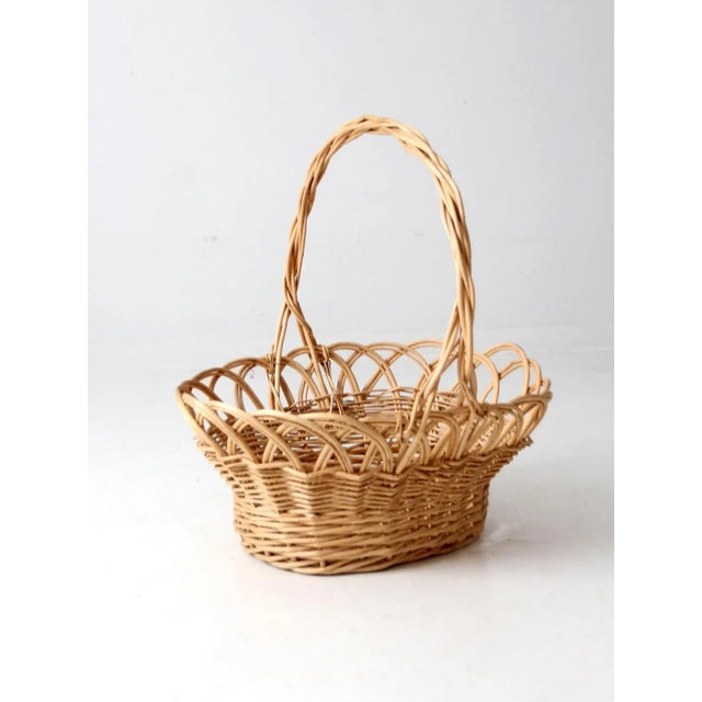 Farmhouse Vintage Large Wicker Basket For Sale - Image 3 of 11