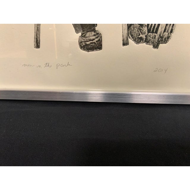 Abstract Expressionism 2014 “Men in the Park” Holly Keller Framed Print For Sale - Image 3 of 7