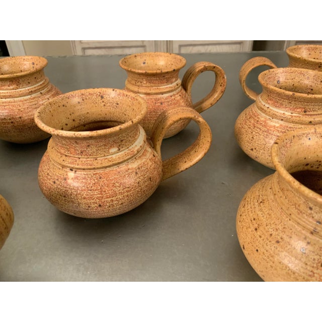 Late 20th Century Vintage Chris Davis Functional Pottery Set of 8 Coffee Mugs For Sale - Image 5 of 7