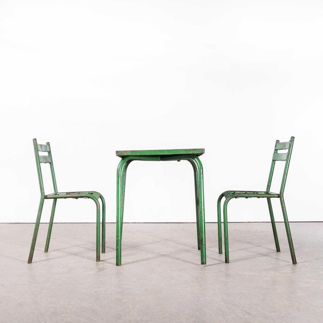 Metal Vintage French Outdoor Table and Chairs, 1950s, Set of 2 For Sale - Image 7 of 7