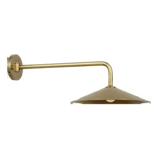 Amber Lewis for Visual Comfort Signature Ponce 9" Articulating Sconce in Hand-Rubbed Antique Brass with Hand-Rubbed Antique Brass Shade For Sale