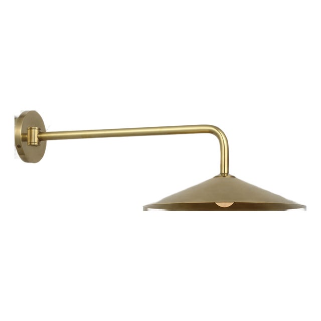 Amber Lewis for Visual Comfort Signature Ponce 9" Articulating Sconce in Hand-Rubbed Antique Brass with Hand-Rubbed Antique Brass Shade For Sale