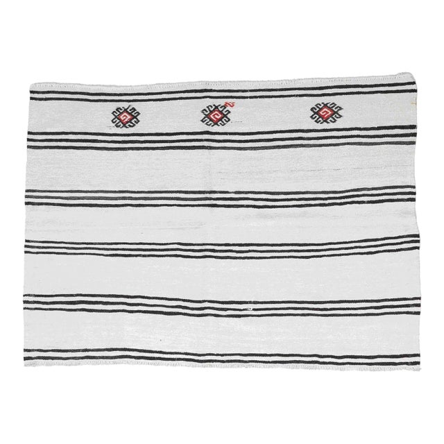 Turkish Vintage Hemp Kilim Rug - 4`7" X 6`2" For Sale
