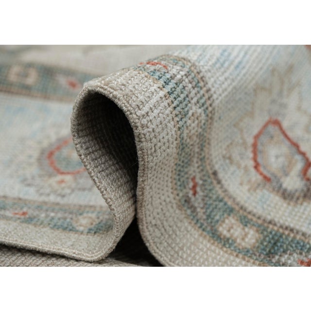 Beige Turkish Oushak Rug Beige, Green & Rust Handwoven Wool Rug 4'6" X 9'3" For Sale - Image 8 of 9
