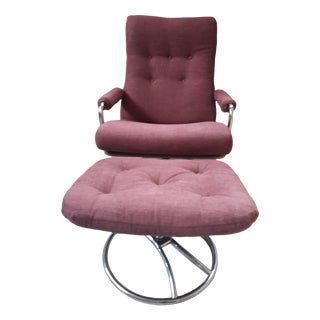 Vintage Gelderland Model 400 Swivel Lounge Chair and Ottoman by Jan Des Bouvrie for De Ster Gelderland, 1970s For Sale