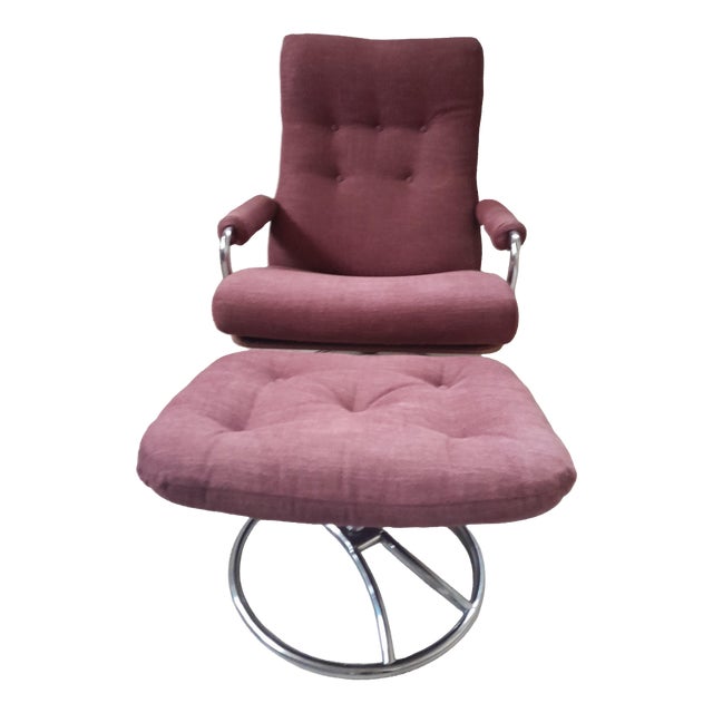 Vintage Gelderland Model 400 Swivel Lounge Chair and Ottoman by Jan Des Bouvrie for De Ster Gelderland, 1970s For Sale