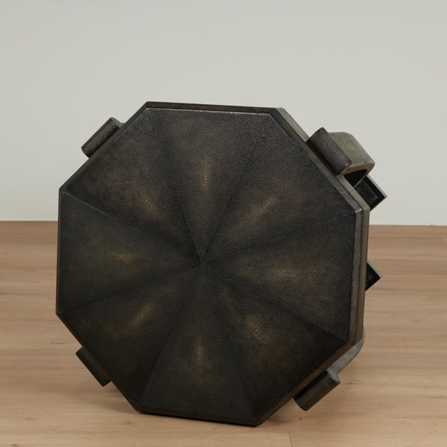Pair of Vintage Art Deco Style Tables in Faux Shagreen by Maitland Smith For Sale - Image 9 of 15