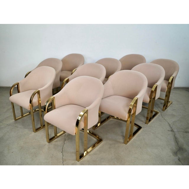 Mid-Century Modern 1970’s Hollywood Regency Pierre Cardin Brass Dining Arm Chairs - Set of 10 For Sale - Image 3 of 12