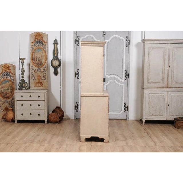 1834 Swedish Two-part Painted Cabinet with Doors and Graduated Drawers For Sale - Image 10 of 12