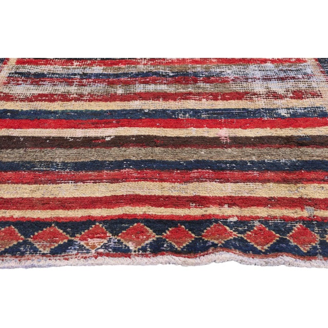 Distressed Vintage Persian Lori Striped Rug - 03'08 X 05'07 For Sale - Image 4 of 9