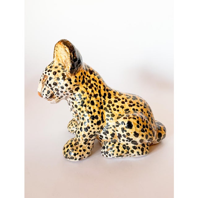 Vintage Italian Hand Painted Terracotta Leopard Cub For Sale - Image 10 of 10