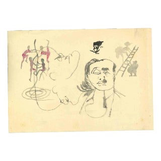 Mino Maccari, Figures, Mid-20th Century, Drawing For Sale
