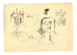 Mino Maccari, Figures, Mid-20th Century, Drawing
