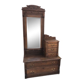 19th Century Gentleman's Wardrobe Chest With Mirror and Hat Box For Sale