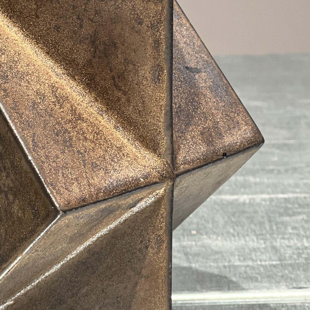 Minimalist Bronze-Glazed Ceramic Geometric Vase by Jan Van Der Vaart, Netherlands, 1970s For Sale - Image 9 of 9