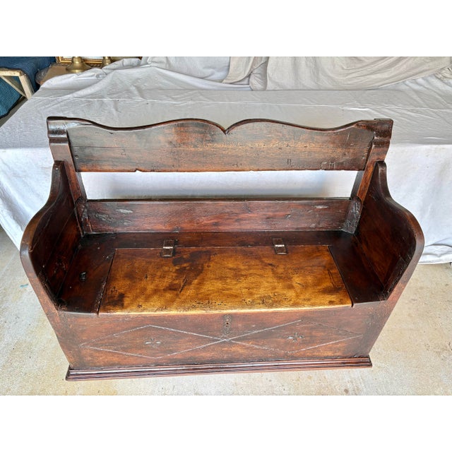 Wood 18th Century Italian Walnut Bench For Sale - Image 7 of 12
