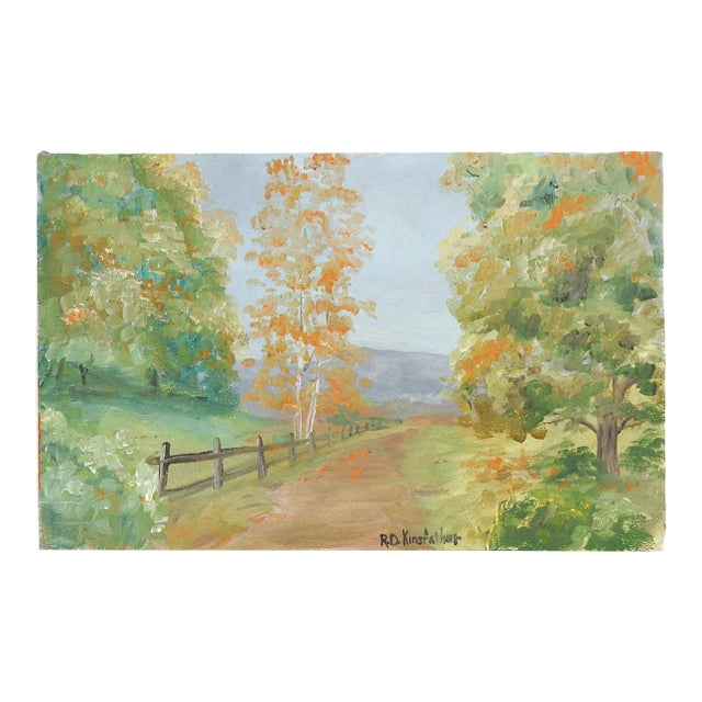 Vintage Impressionist County Road Landscape Painting For Sale