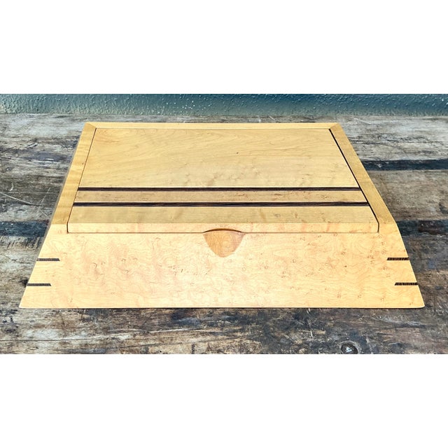 Vintage Burl Wood Angled Box For Sale - Image 11 of 12