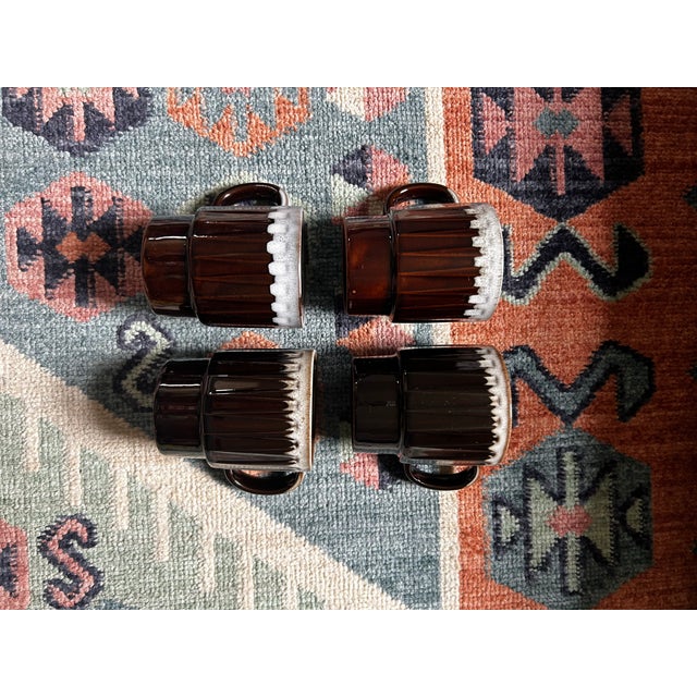 Vintage Japanese Mid Century Modern Stackable Espresso Mugs Set of 4 For Sale - Image 4 of 6