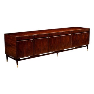 Giuseppe Scapinelli Rosewood Credenza With Brass Sabots, Brazil, 1950s For Sale