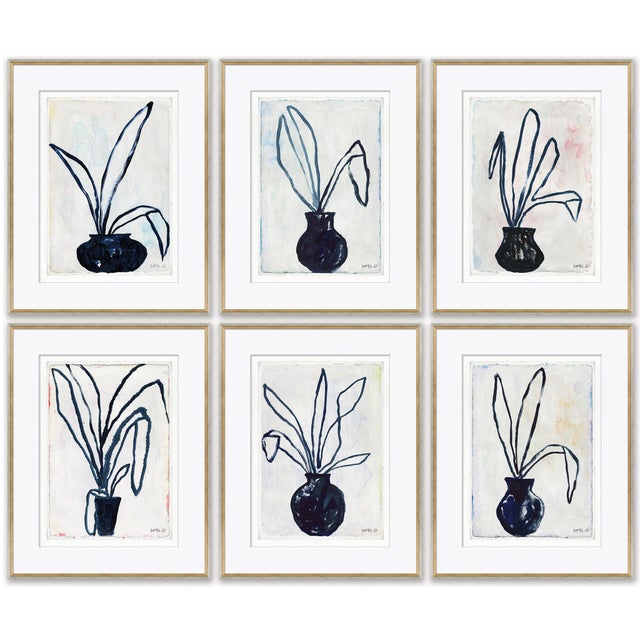 White Bunny Ear Plant Series by Susan Hable, Set of 6 For Sale - Image 8 of 8