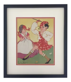 Framed "Jocky Was a Piper's Son" Nursery Rhyme Print by Fern Bisel Peat