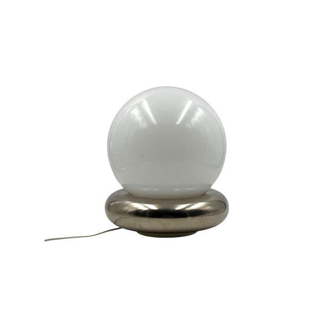 Metal Space Age Glass Table Lamp, Italy, 1970s For Sale - Image 7 of 10