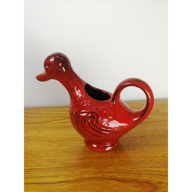 Mid-Century Red Glazed Duck Pot For Sale - Image 4 of 11
