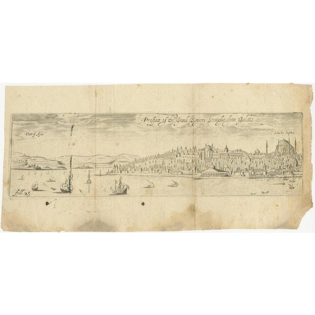George Sandys, Prospect of the Grand Signior’s Seraglio from Galata Constantinople, 1673, Paper For Sale - Image 3 of 9