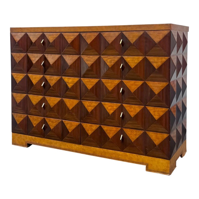 Vintage MCM Maitland Smith Inlaid Pyramidal Chest of Drawers For Sale