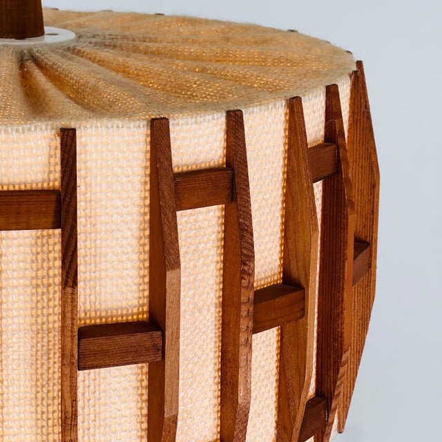 Wood Mid-Century Modern Pendant Lamp in Teak, 1960s For Sale - Image 7 of 11