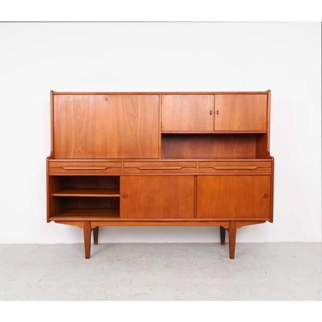 Vintage Danish Teak Highboard or Buffet, 1960s For Sale - Image 4 of 18