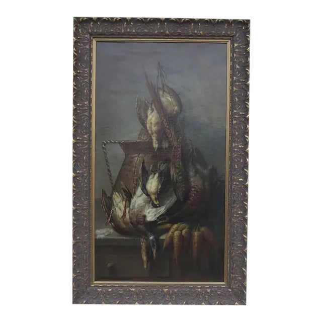 Late 19th Century Flemish Still Life of Birds and Carrots Oil Painting, Framed For Sale