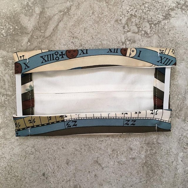 Original silk screen design c1963 by Francoise Faconnet features an astrology chart print in white, teals, blues, and...