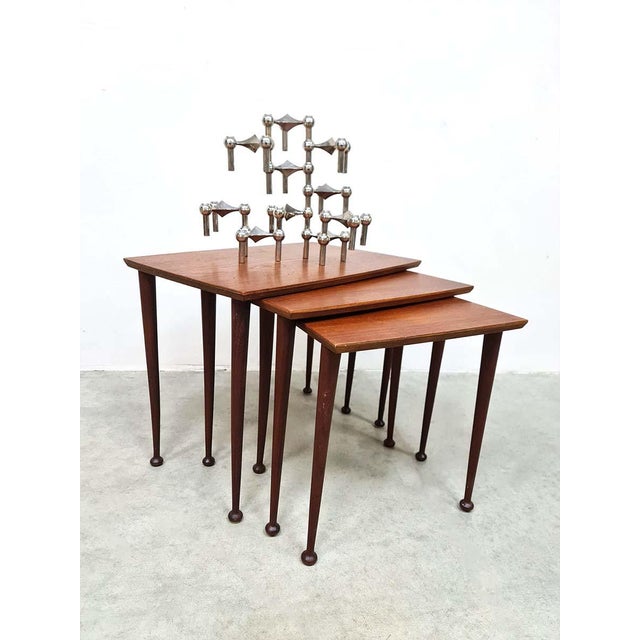 Three of a kind! a unique set of side tables/mimi set in beautiful teak wood. A danish design by jørgen aakjær jørgensen...