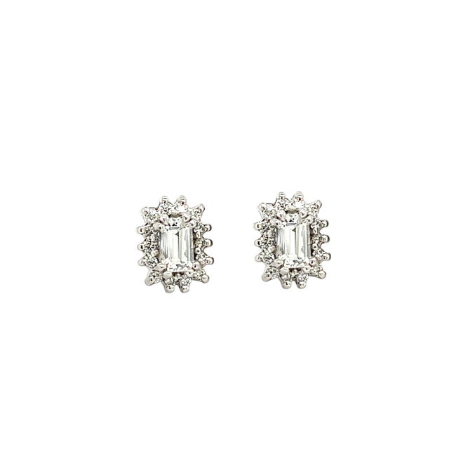 Natural Sapphire Diamond Stud Earrings 14k W Gold 0.94 TCW Certified For Sale - Image 4 of 16
