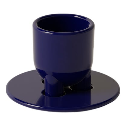 Cuuup Super Glossy Cobalt Coffee Cup and Saucer by Burgio., Set of 2 For Sale