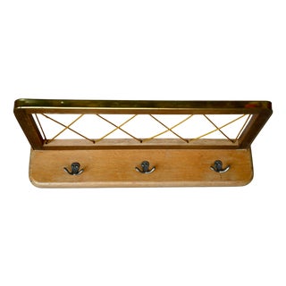 Scandinavian Coat Racks in Wood and Gold Vinyle For Sale