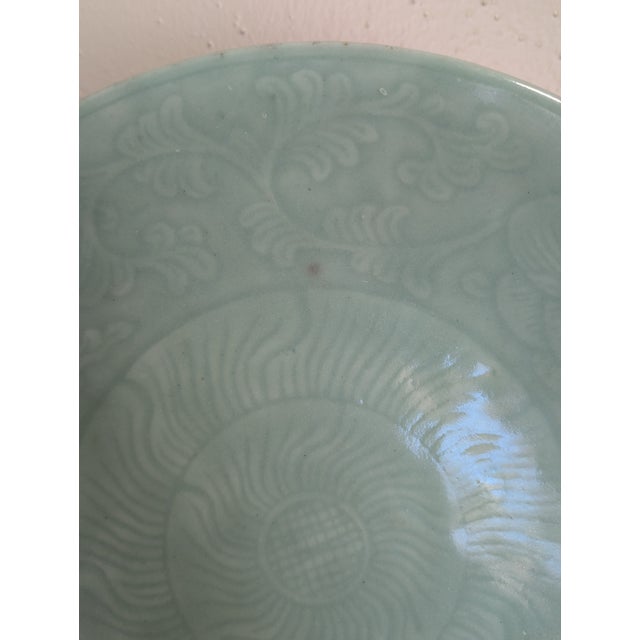 Large Antique Chinese "Long Quan" Celadon Porcelain Charger For Sale In Dallas - Image 6 of 12