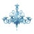 Contemporary Venetian Blue Satin Murano Glass Chandelier 8 Arms For Sale