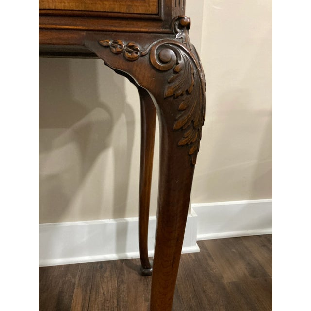 Wood English 19th Century Burl Walnut and Satinwood High Chest With Hand Painted Door Panels For Sale - Image 7 of 9