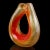 Mid-Century Modern Seguso Murano Vintage Red Orange Gold Flecks Italian Art Glass Double Mouth Tube Flower Vase For Sale - Image 3 of 13